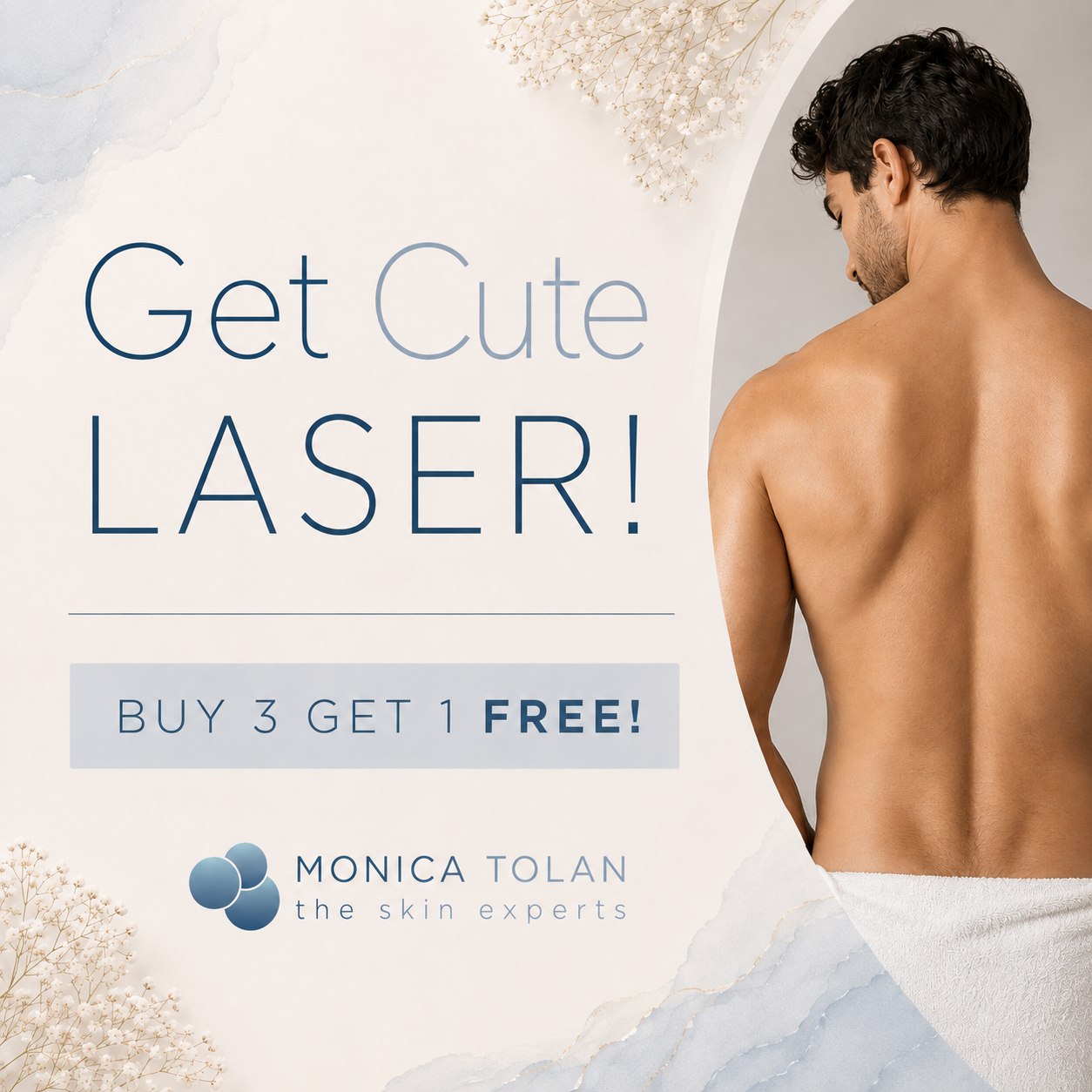 Get Cute 2026 - Laser Back &amp; Shoulders Male Course of 4 (Buy 3 get One Free