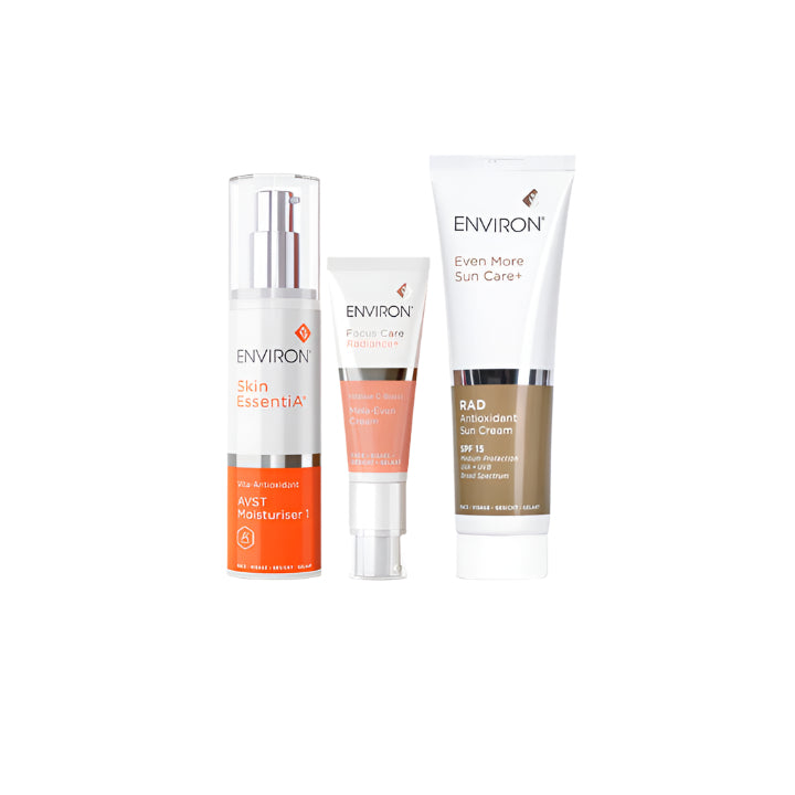 Environ Even &amp; Protect - AVST Moisturiser, Mela-Even Cream, Complimentary RAD Antioxidant Sun Cream SPF 15 Worth €32